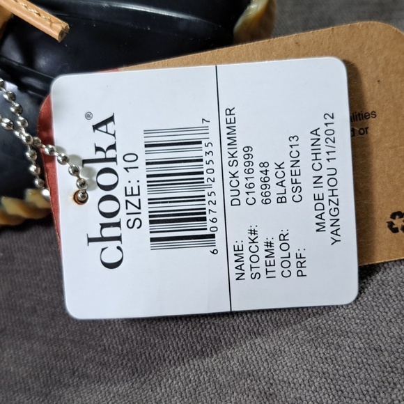 chooka Black Duck Skimmer Rubber + Faux Leather Rain Slip On Flats NWT US 10 - Picture 11 of 16